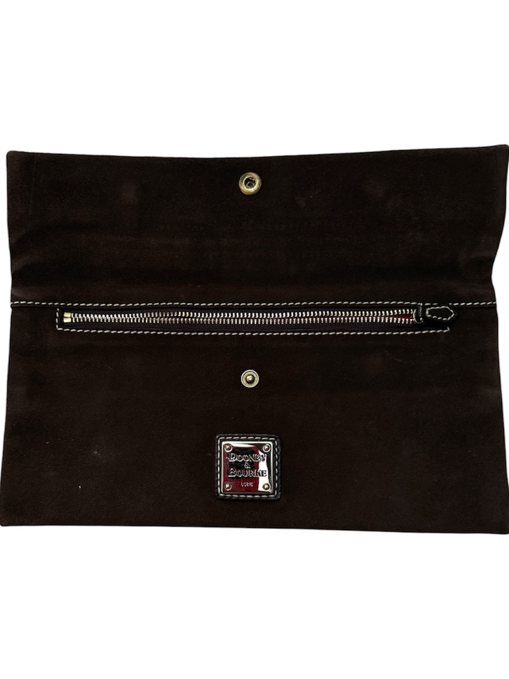 Dooney & Bourke Dark Brown Suede Toiletry Pouch with Zip Pocket